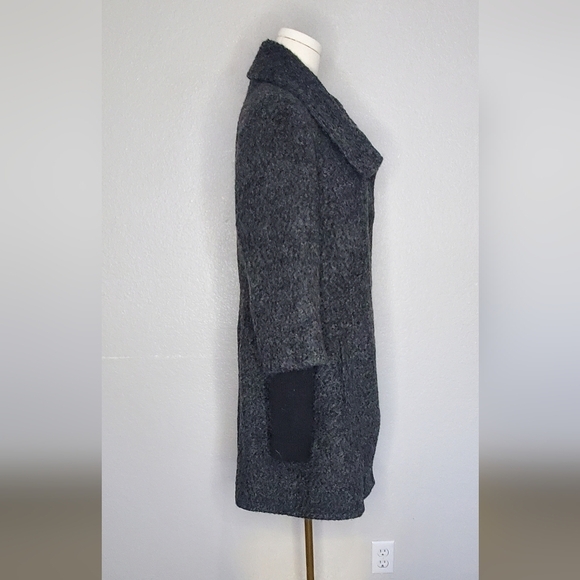 Mossimo Heathered Gray & Black Wool Blend Long Over Coat Trench Coat Size Large - Picture 6 of 10